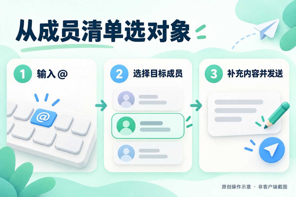 MChat群聊输入@后从成员清单选择联系人并发送的原创流程图