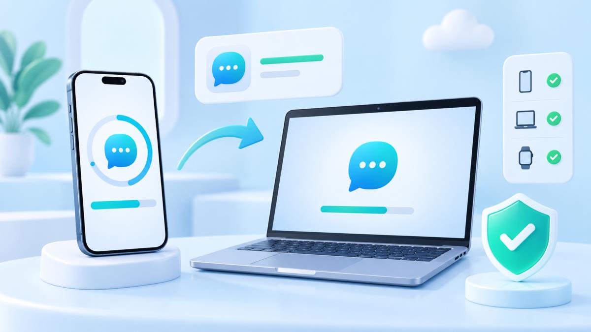MChat 更新后核对版本与设备状态的示意图